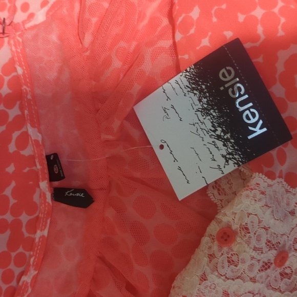 Kensie cream and coral polka dot Night gown NWT Sz Meduim - Picture 7 of 8